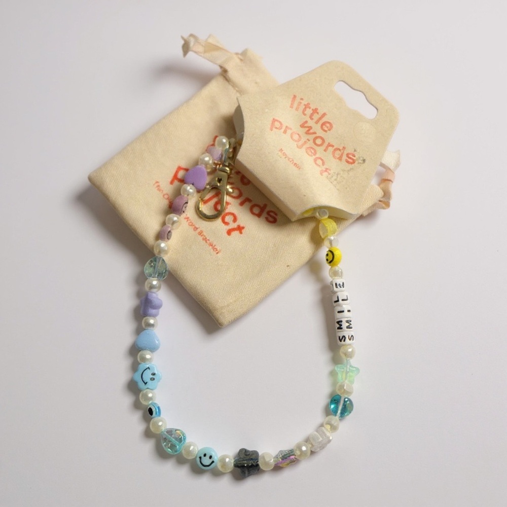 NWT Little Words Project Beaded Charm Keychain Phone Strap Friendship Bracelet